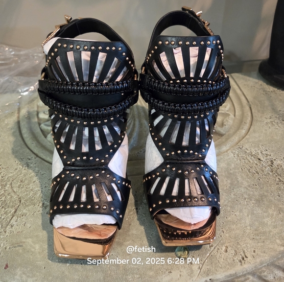 Ivy Kirzhner Vachetta Valentin studded caged slingback Leather #1 - Picture 8 of 15